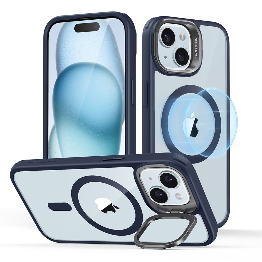 ESR Classic Hybrid HaloLock Kickstand iPhone 15 Plus Čirá Tmavě Modrá - náhled 1
