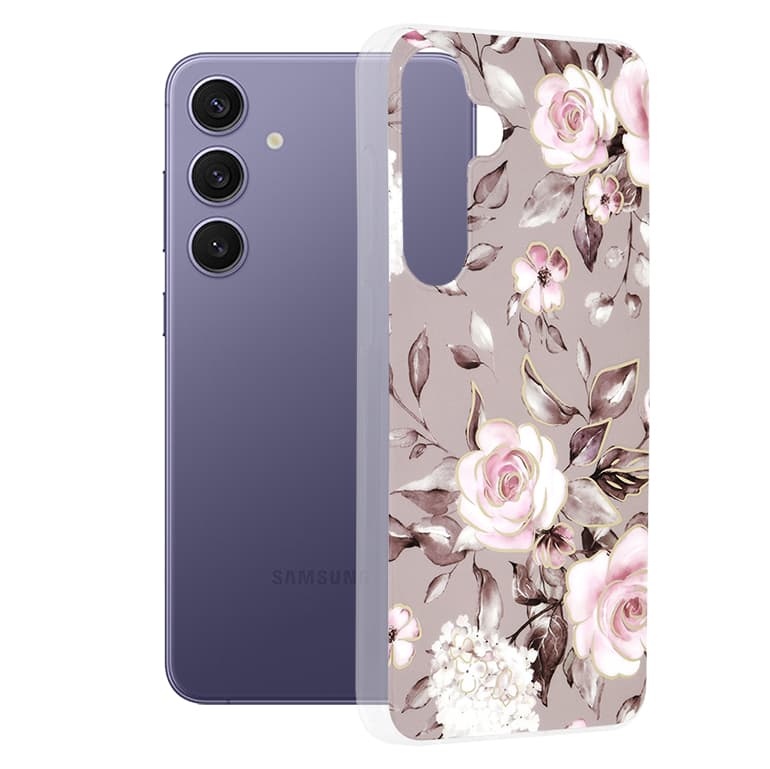 Techsuit Mramorová série Samsung Galaxy S24 Plus Šedý květ Ruth - náhled 1