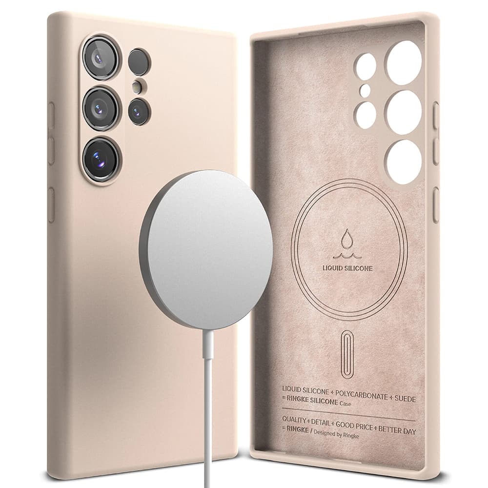 Ringke Silikonové Magnetické MagSafe Samsung Galaxy S24 Ultra Růžový písek - náhled 1