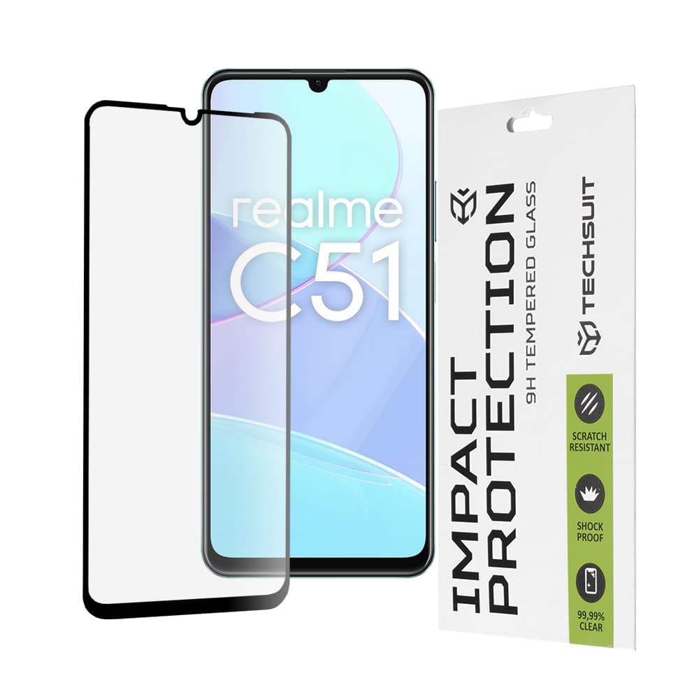 Techsuit 111D Plné pokrytí Celoplošné sklo Realme C51 Note 50 Černé - náhled 1