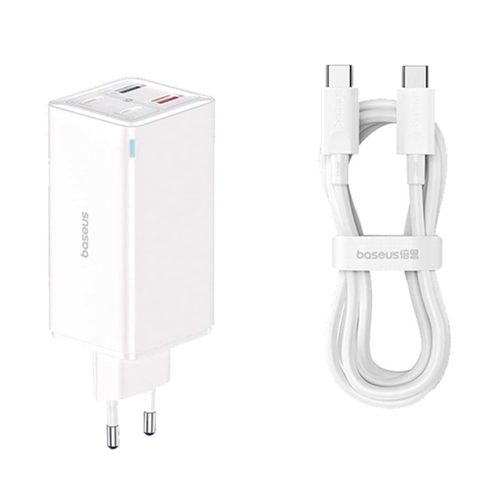 Baseus Nástěnná nabíječka GaN6 Pro 2x USB 2x Type-C 100W Bílá s kabelem