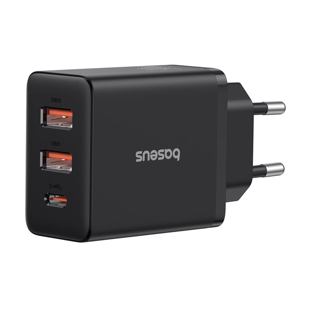 Baseus Síťová nabíječka GaN 2x USB Type-C 30W Rychlé nabíjení Černá - náhled 1