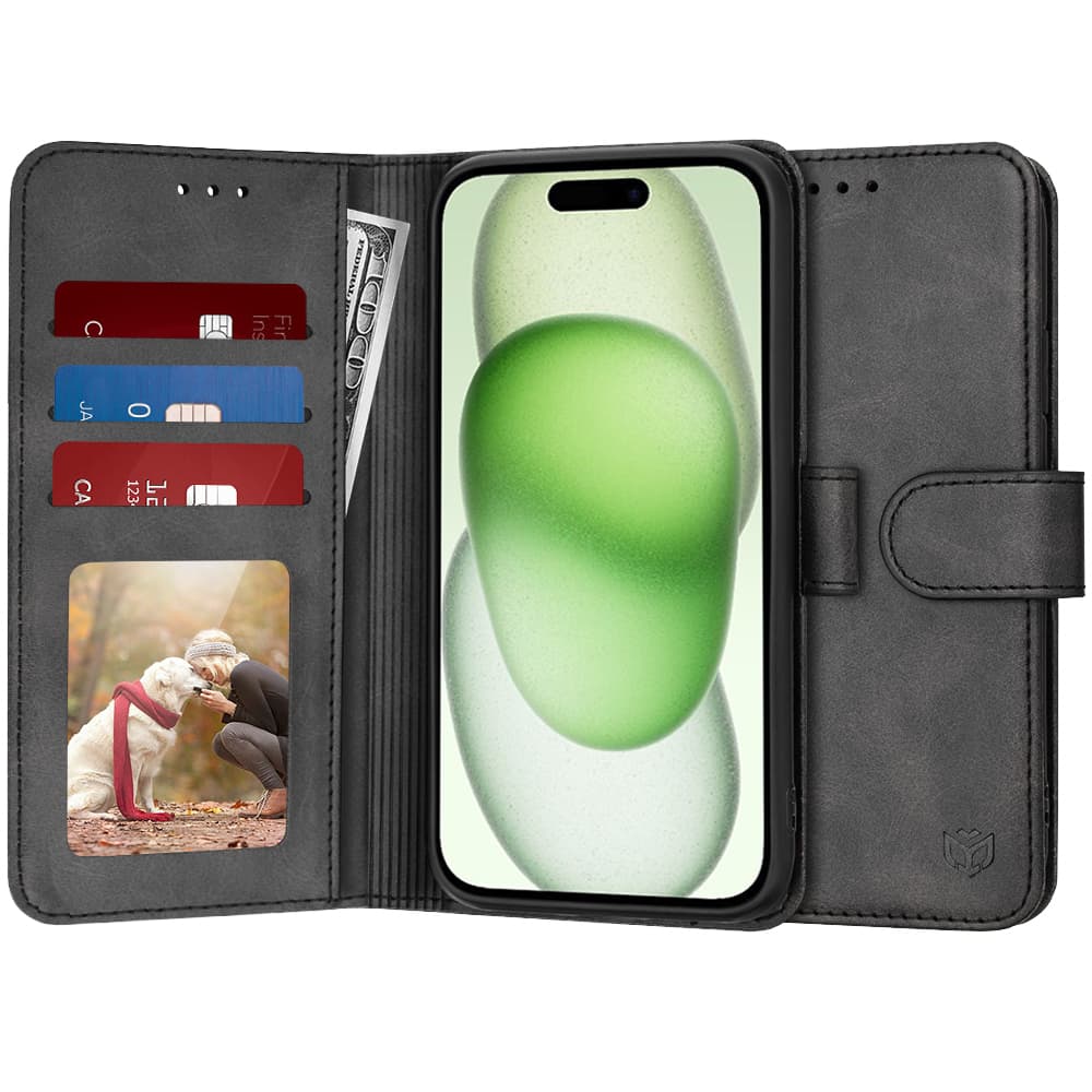 Techsuit Knižkové pouzdro iPhone 15 Plus Černé - náhled 1