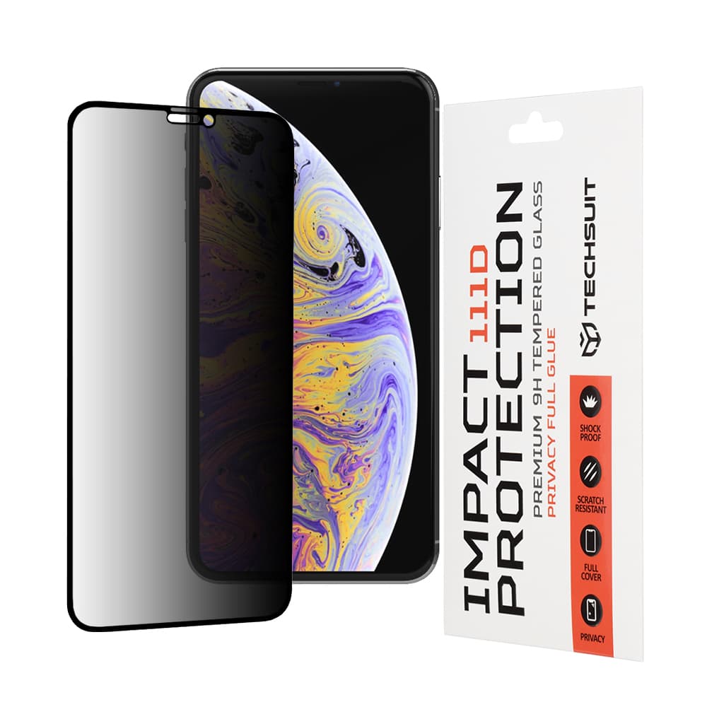Techsuit 111D Soukromé celoplošné sklo iPhone XS Max 11 Pro Max Černé - náhled 1
