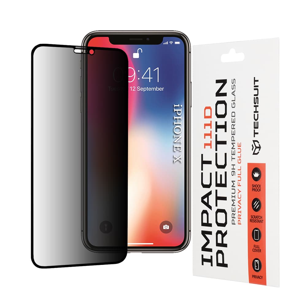 Techsuit 111D Privátní celolepicí iPhone X XS 11 Pro Černá - náhled 1