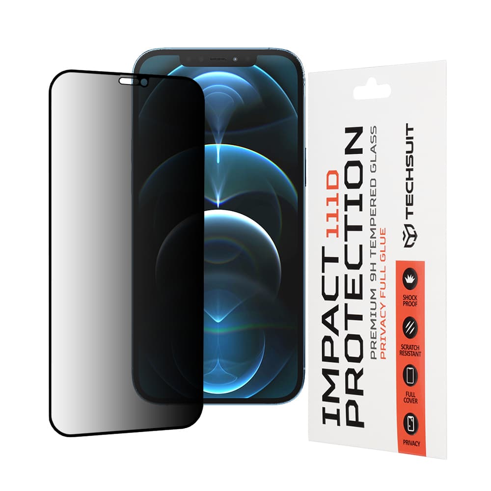 Techsuit 111D Privátní celoplošné sklo iPhone 12 Pro Max Černá - náhled 1