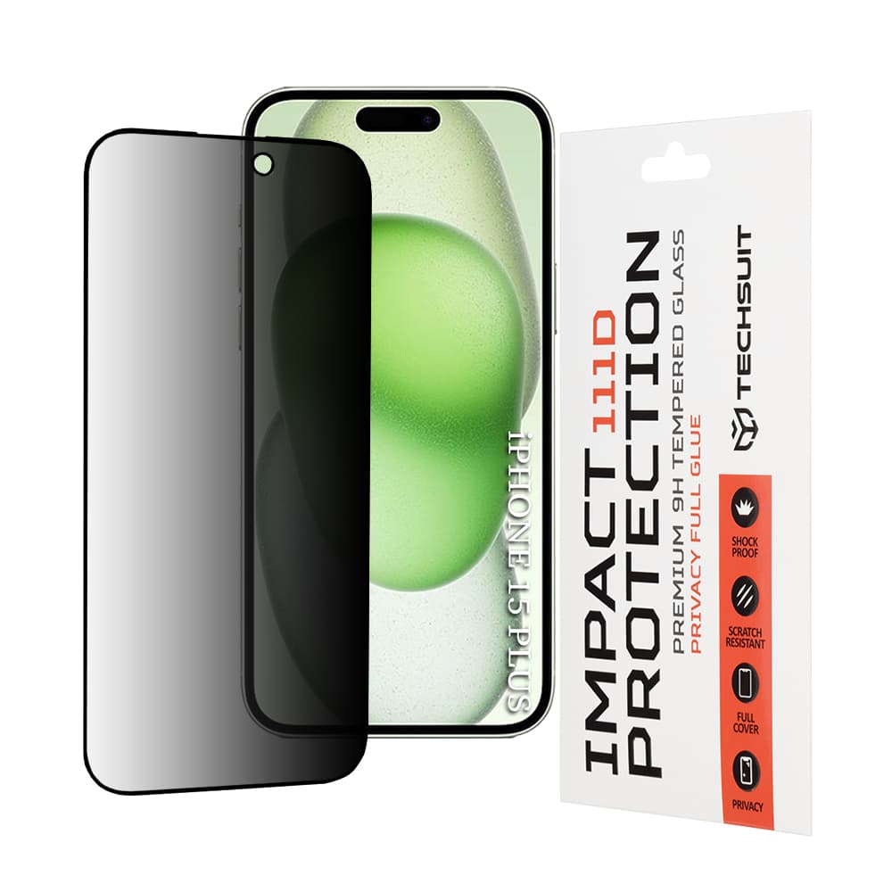 Techsuit 111D Privátní celolepení iPhone 15 Plus iPhone 16 Plus Černá - náhled 1