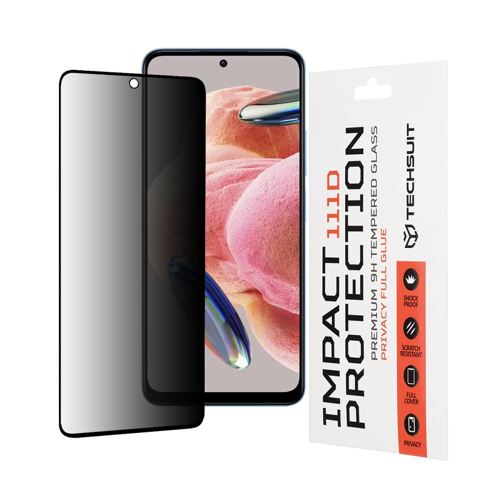 Techsuit 111D Soukromé celoplošné sklo Xiaomi Redmi Note 12 4G 12 5G Poco X5 Černá - náhled 1