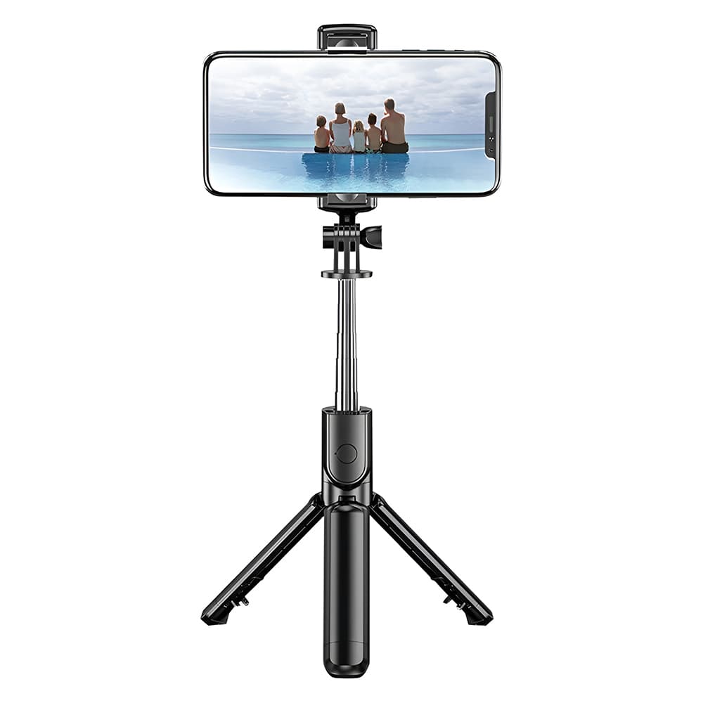 Techsuit S03 Selfie tyč stativ Bluetooth 68cm Černá - náhled 1