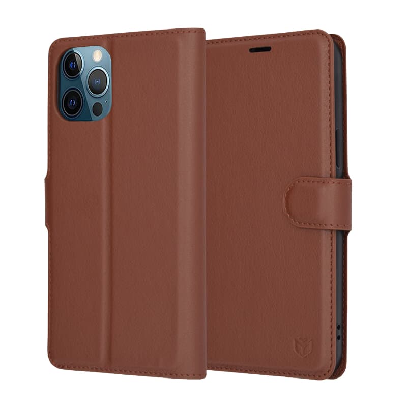 Techsuit Kožené pouzdro iPhone 12 Pro Max Hnědý - náhled 1
