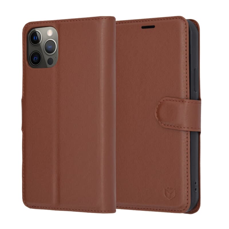 Techsuit Kožené Folio iPhone 12 Pro Hnědá - náhled 1