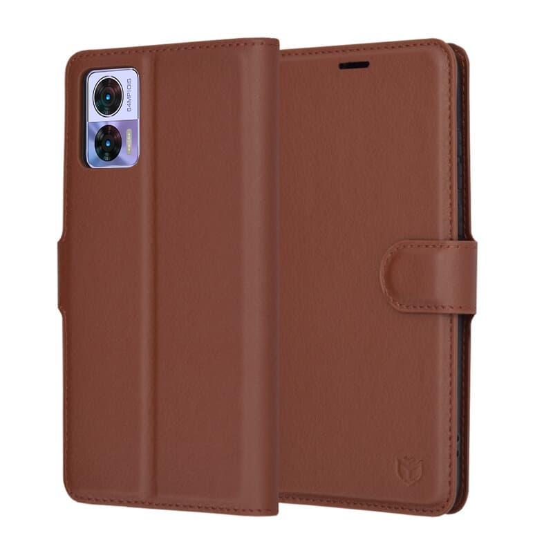 Techsuit Kožené pouzdro Motorola Edge 30 Neo Hnědé - náhled 1