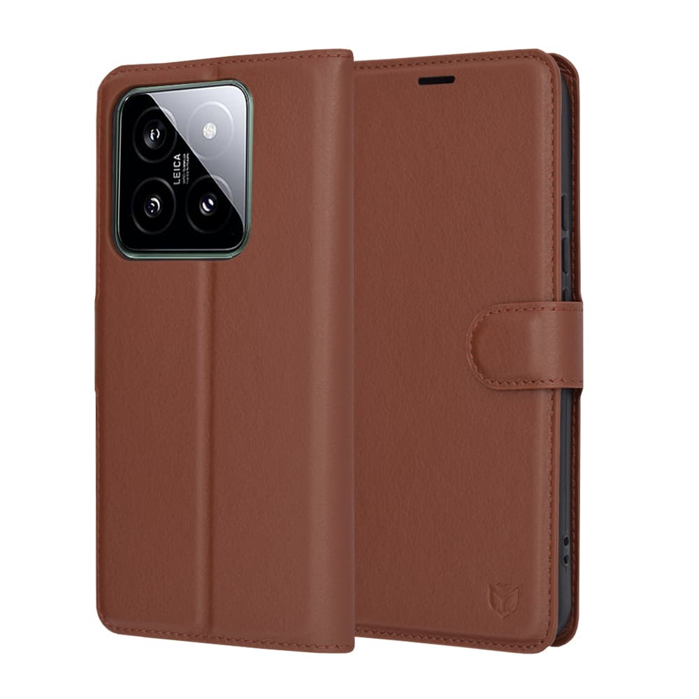 Techsuit Kožené pouzdro Xiaomi 14 Hnědé - náhled 1