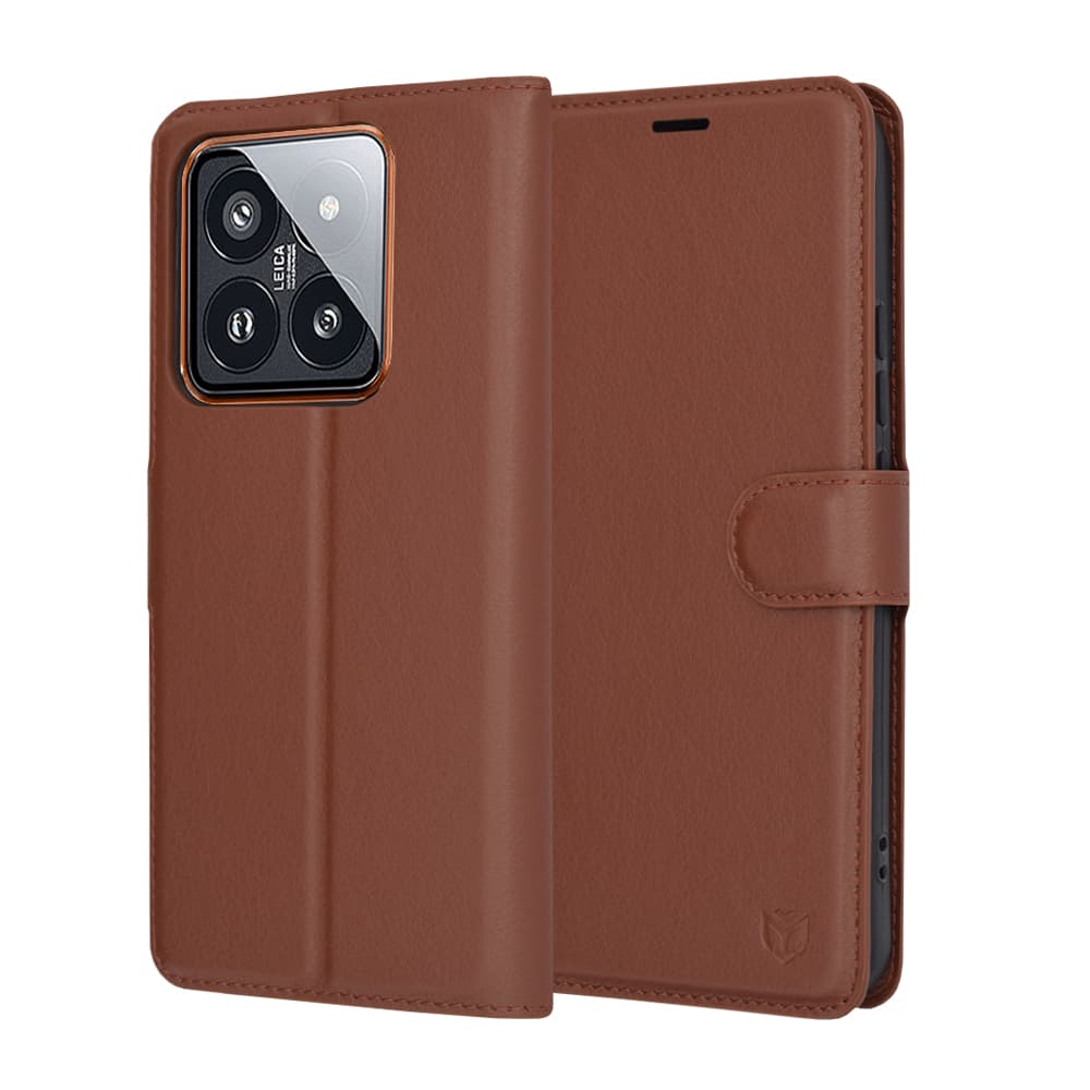 Techsuit Kožené pouzdro Xiaomi 14 Pro Hnědý - náhled 1