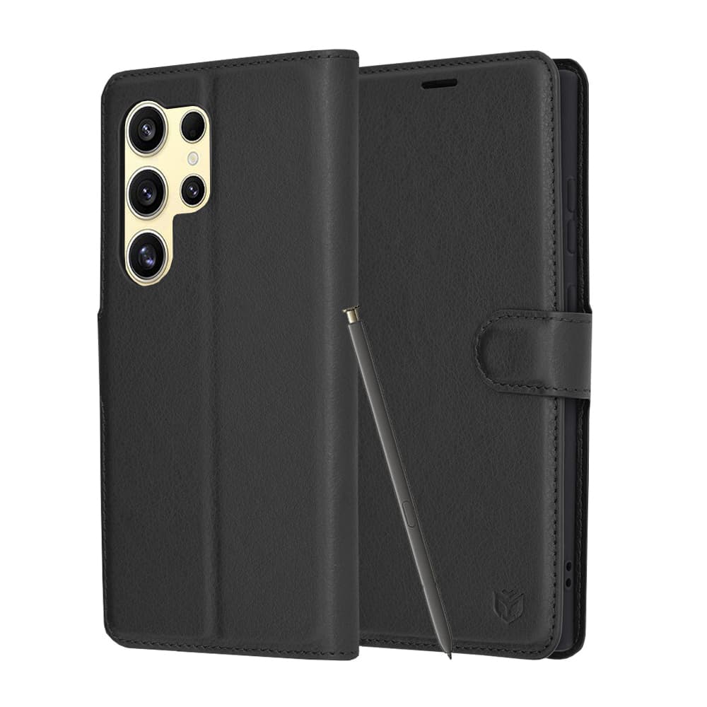Techsuit Kožené pouzdro Samsung Galaxy S24 Ultra Černá - náhled 1