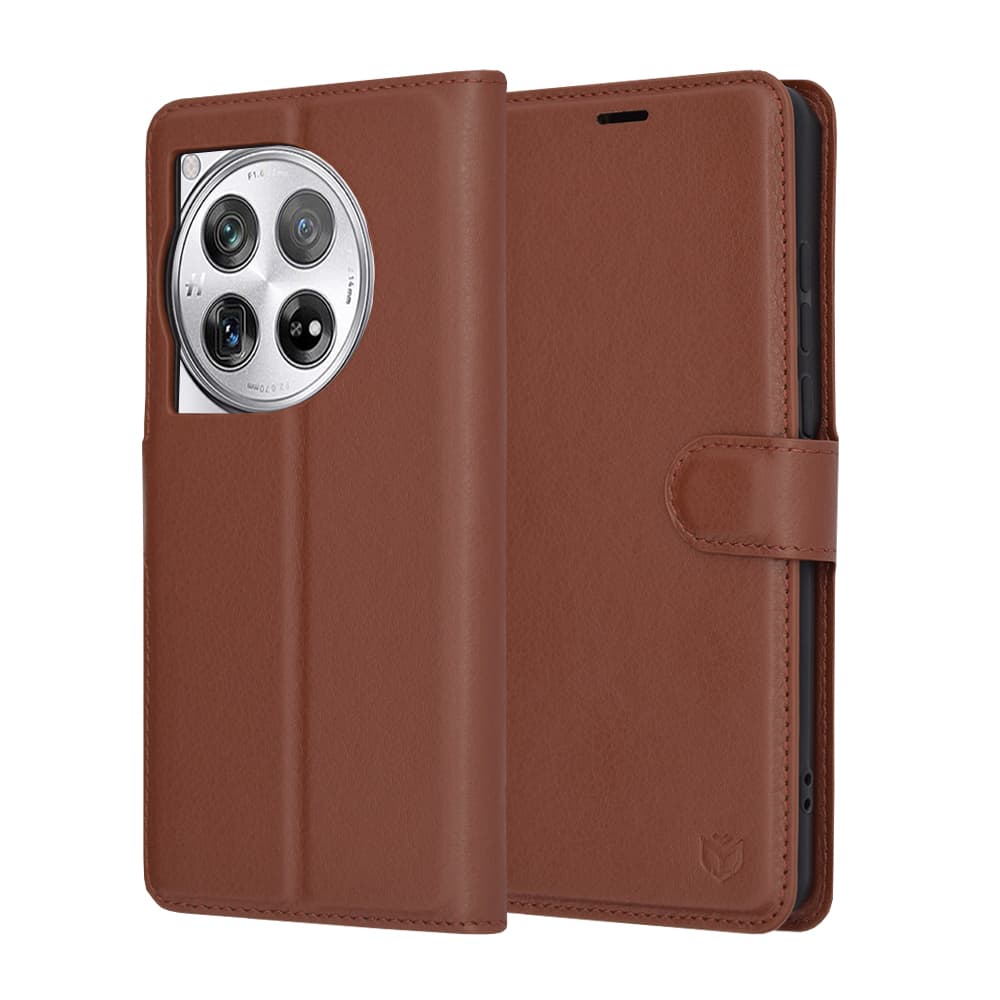 Techsuit Kožené folio OnePlus 12 Hnědé - náhled 1