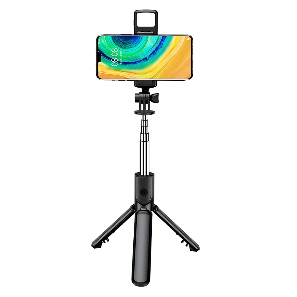 Techsuit Mini Selfie Tyč S03-S Stativ Bluetooth LED 67cm Černá - náhled 1