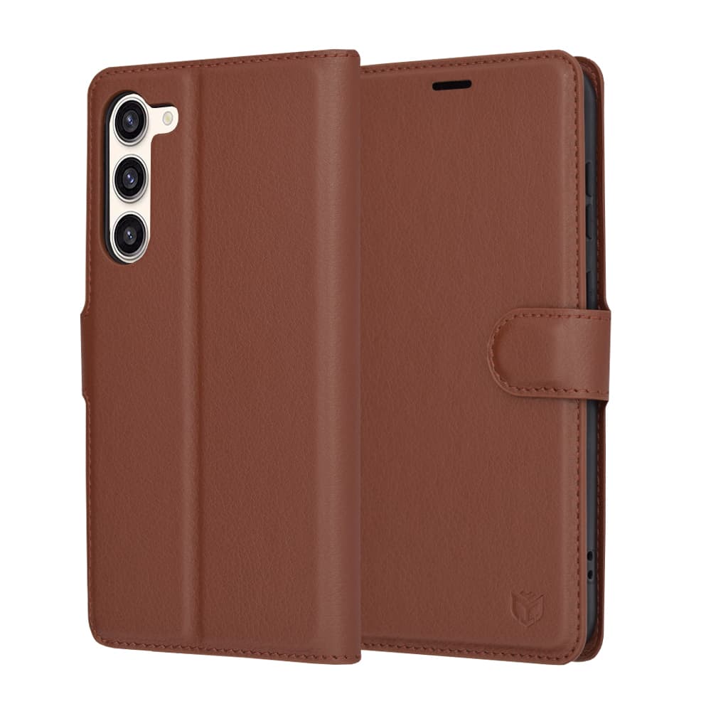 Techsuit Kožené pouzdro Samsung Galaxy S23 Plus Hnědý - náhled 1