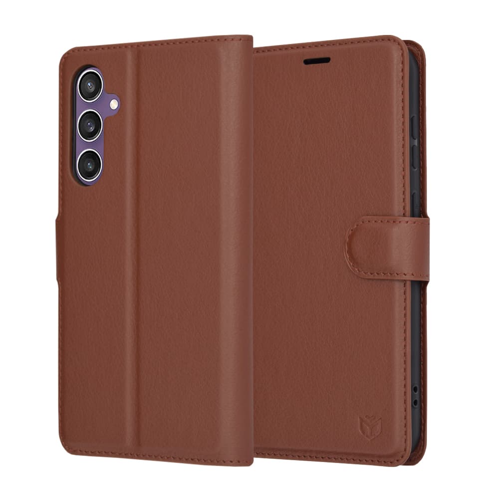 Techsuit Kožené Folio Samsung Galaxy S23 FE Hnědý - náhled 1