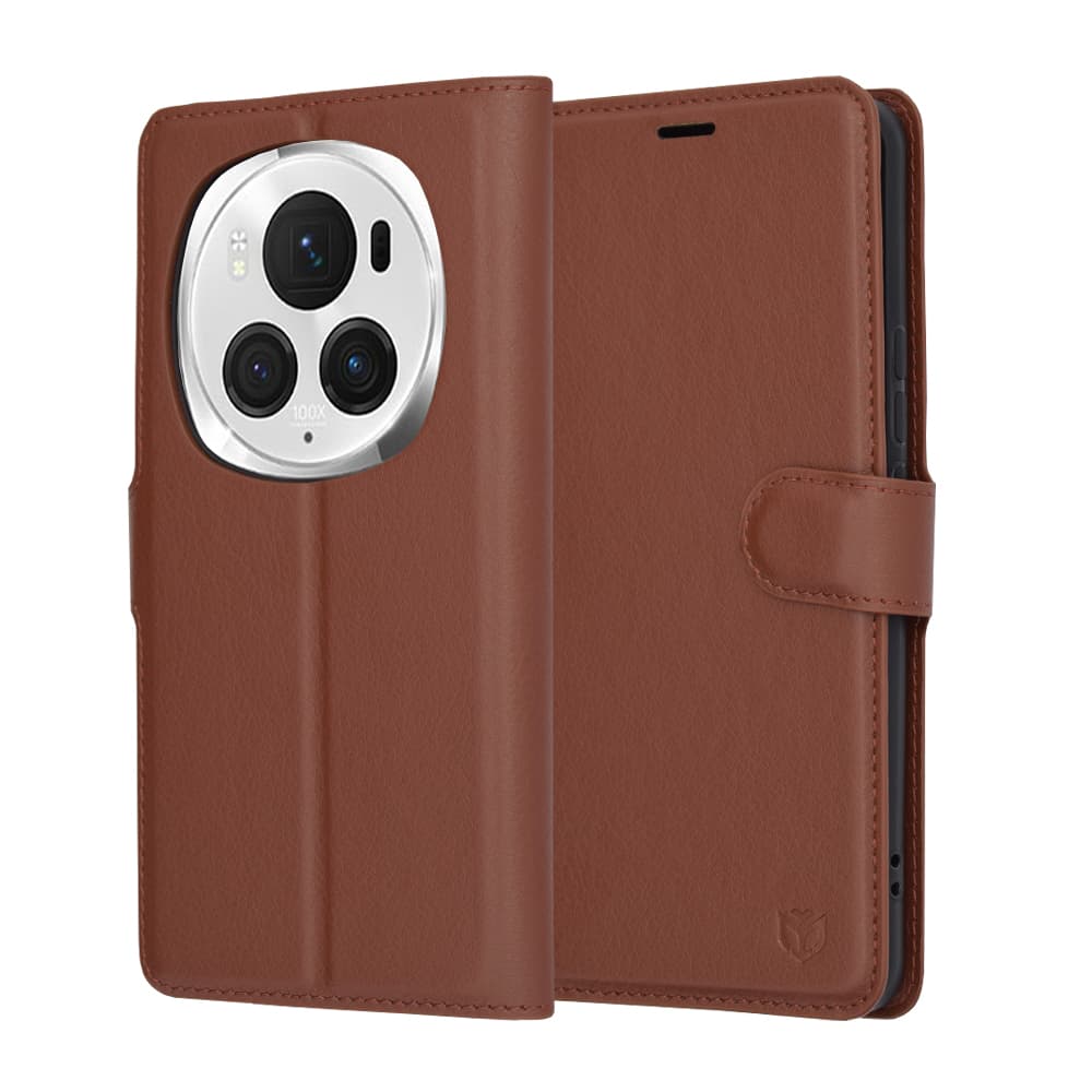 Techsuit Kožené pouzdro Honor Magic6 Pro Hnědý - náhled 1