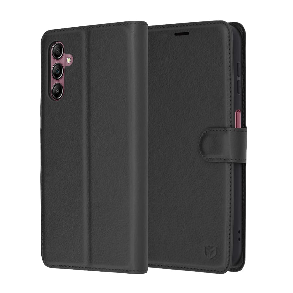 Techsuit Kožené pouzdro Samsung Galaxy A14 4G A14 5G Černé - náhled 1