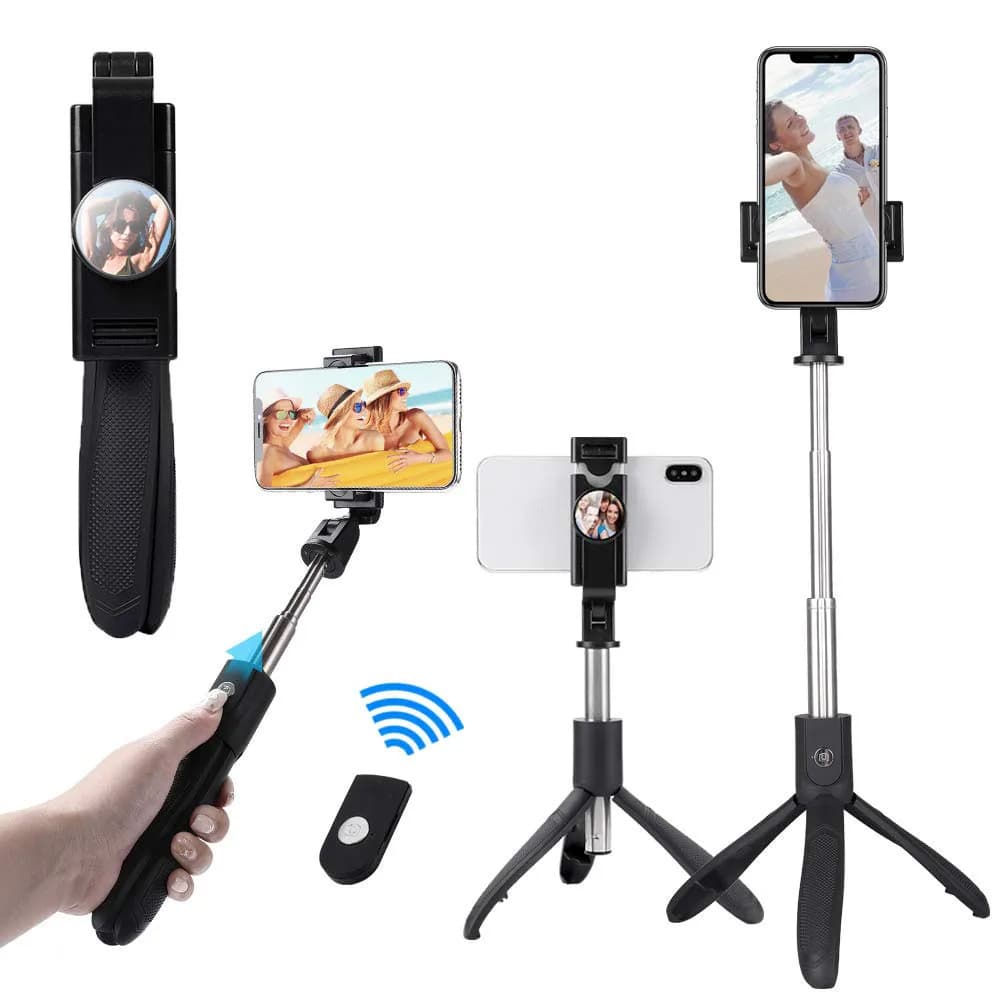 Techsuit Selfie tyč K06 Bluetooth 360° 70cm Černá - náhled 1