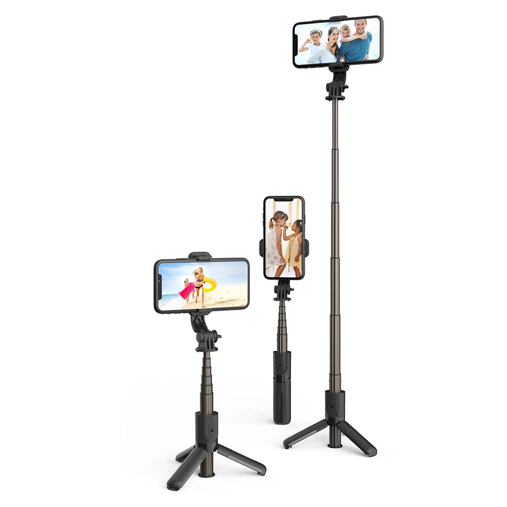 Techsuit Mini Selfie Tyč L10 Stabilní Stativ Bluetooth 360 Černá - náhled 1