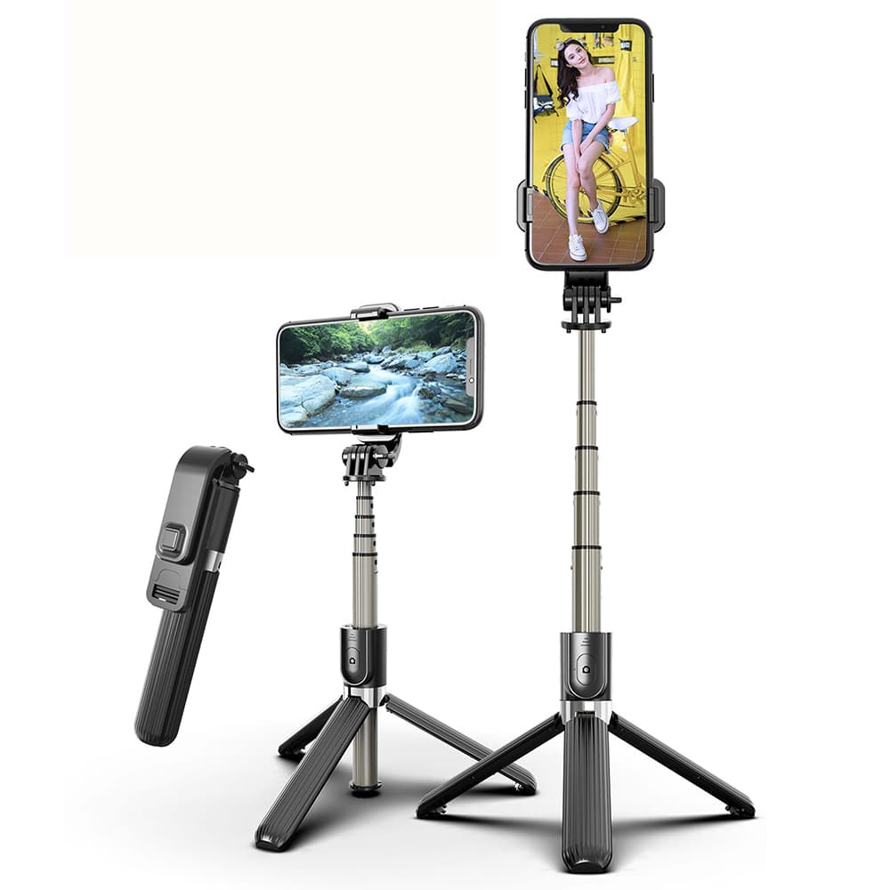 Techsuit Selfie tyč L03 Stabilní stativ Bluetooth ovládání Černá - náhled 1