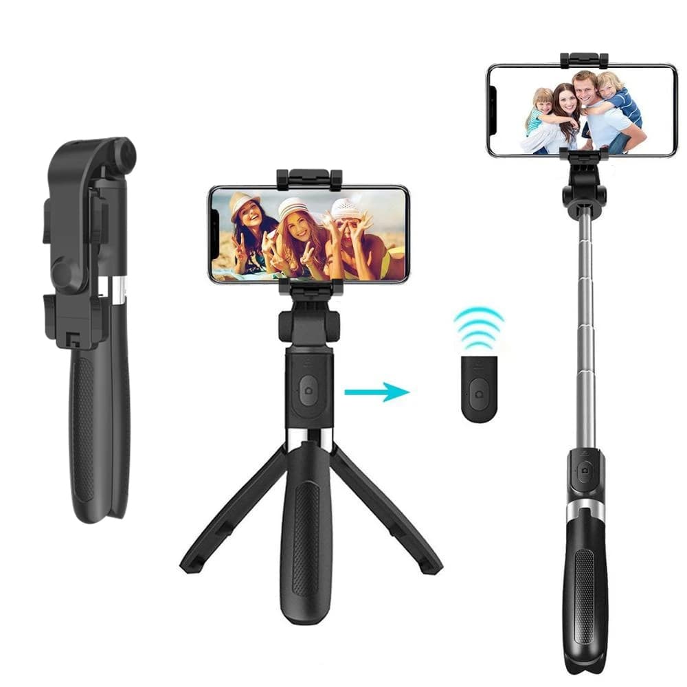 Techsuit Selfie tyč L01 Stativ Bluetooth 70cm Černá - náhled 1