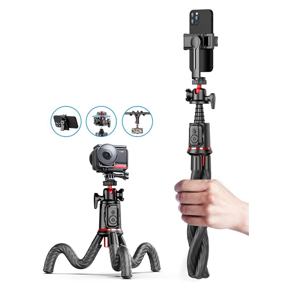 Techsuit Selfie Stick C03 Stativ Dálkové Ovládání 360 Hlava 64cm Černá - náhled 1