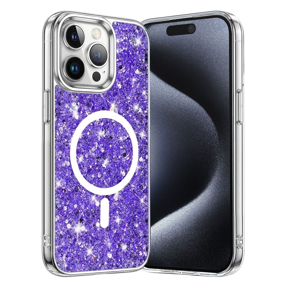 Techsuit Třpytivý Glitter MagSafe iPhone 15 Pro Fialový