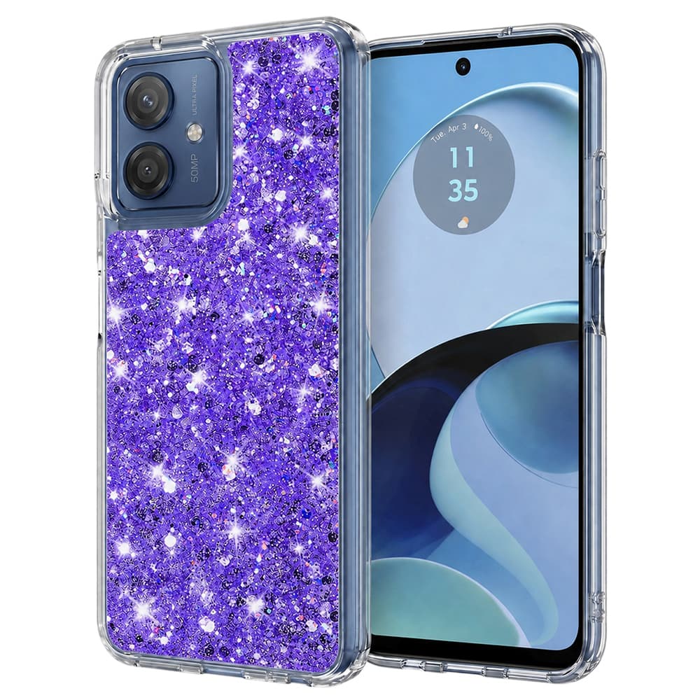 Techsuit Třpytivý kryt Motorola Moto G14 Fialový - náhled 1