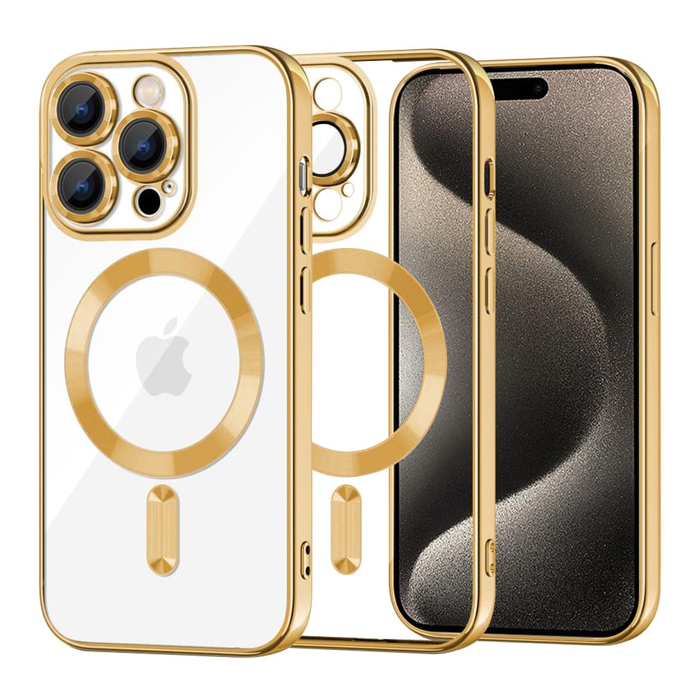 Techsuit Luxusní Křišťál MagSafe iPhone 15 Pro Max Gold - náhled 1