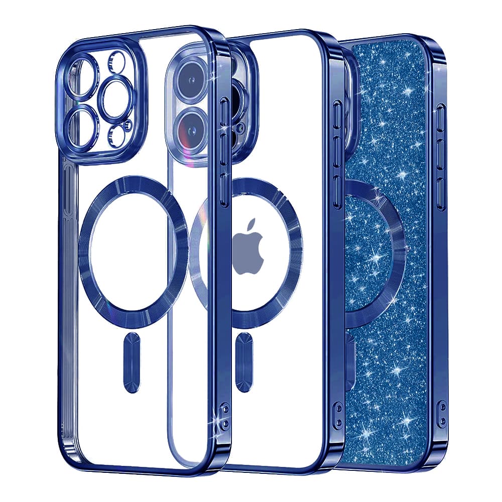 Techsuit Luxusní Třpytky MagSafe iPhone 14 Pro Tmavě modrá - náhled 1