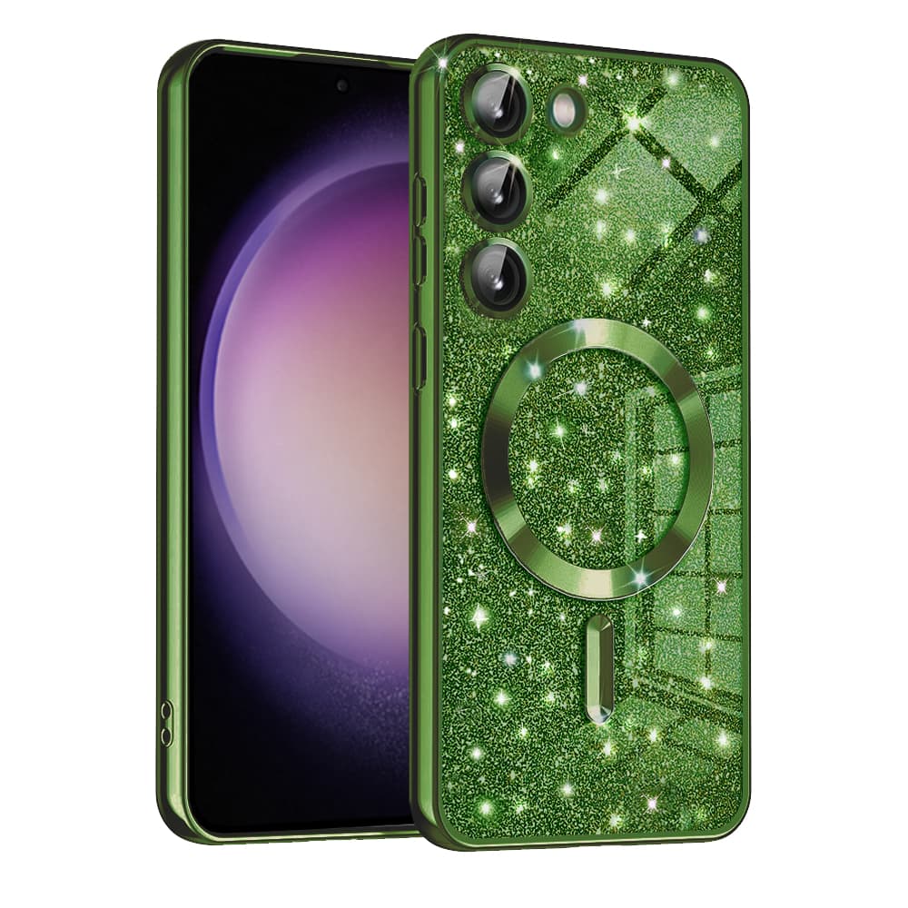 Techsuit Luxusní třpytky MagSafe Samsung Galaxy S23 Plus Tmavě zelený - náhled 1
