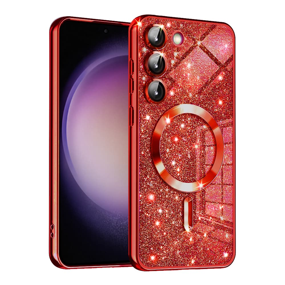 Techsuit Luxusní Třpytivý MagSafe Samsung Galaxy S23 Plus Červený - náhled 1