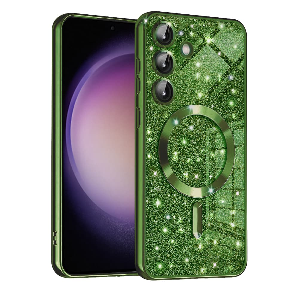 Techsuit Luxusní Třpytivý MagSafe Samsung Galaxy S23 FE Tmavě zelený - náhled 1