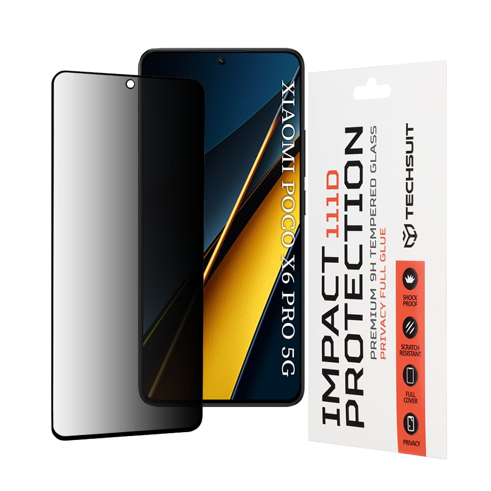 Techsuit 111D Sklo soukromí celoplošné Xiaomi Poco X6 Pro Černá - náhled 1