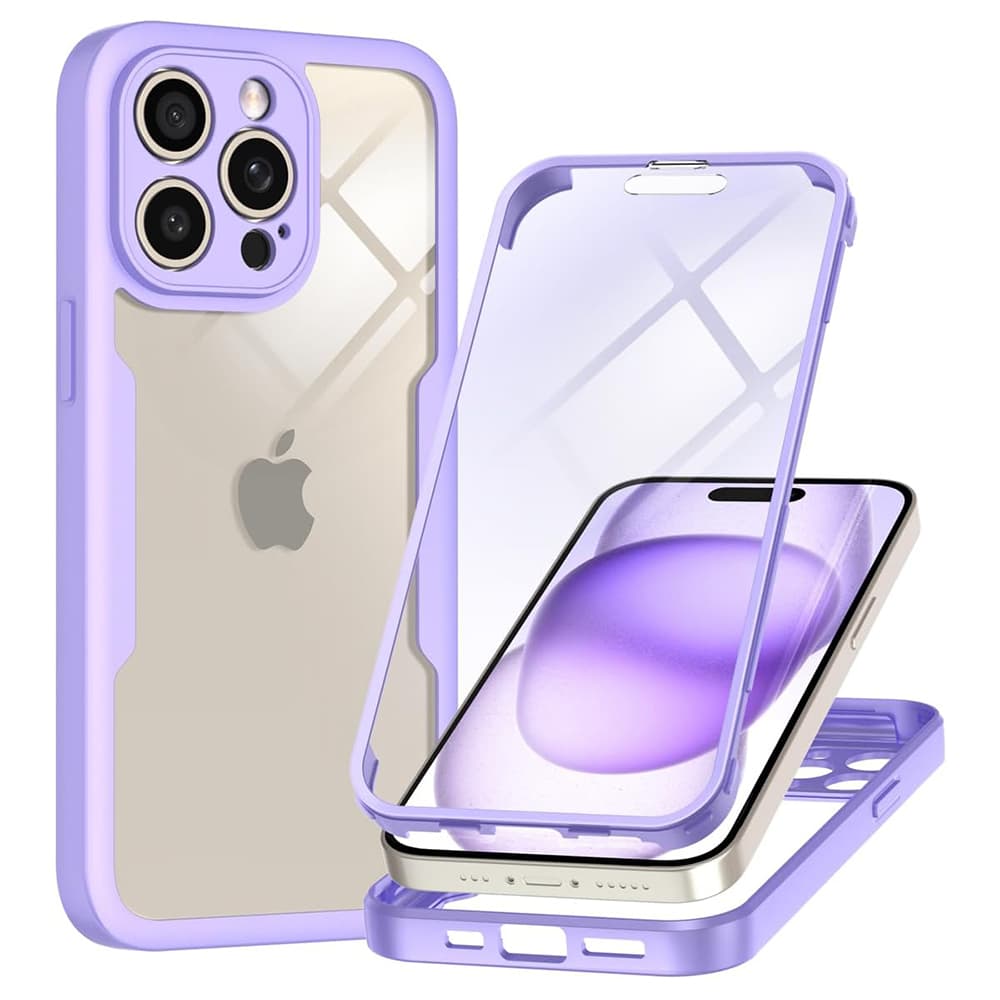 Techsuit ColorVerse 360 Series Screen Protector iPhone 15 Pro Purple - náhled 1