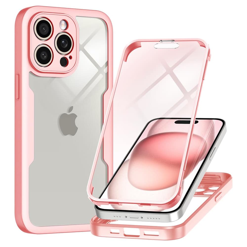 Techsuit ColorVerse 360 Series Screen Protector iPhone 15 Pro Max Pink - náhled 1