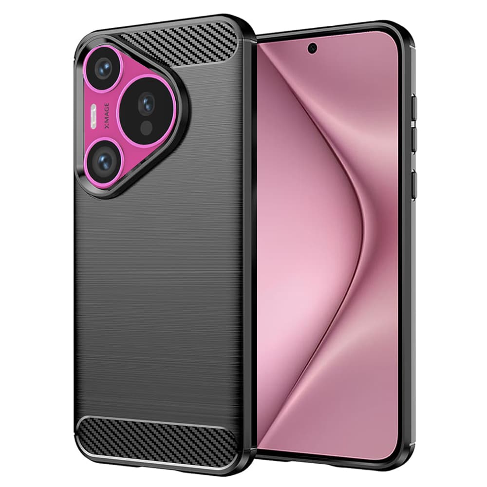 Techsuit Carbon Silicone kryt Huawei Pura 70 Black - náhled 1