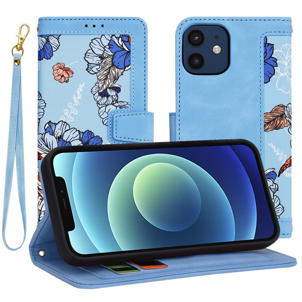 Techsuit Flipové pouzdro iPhone 12 12 Pro Zářivě modrá - náhled 1
