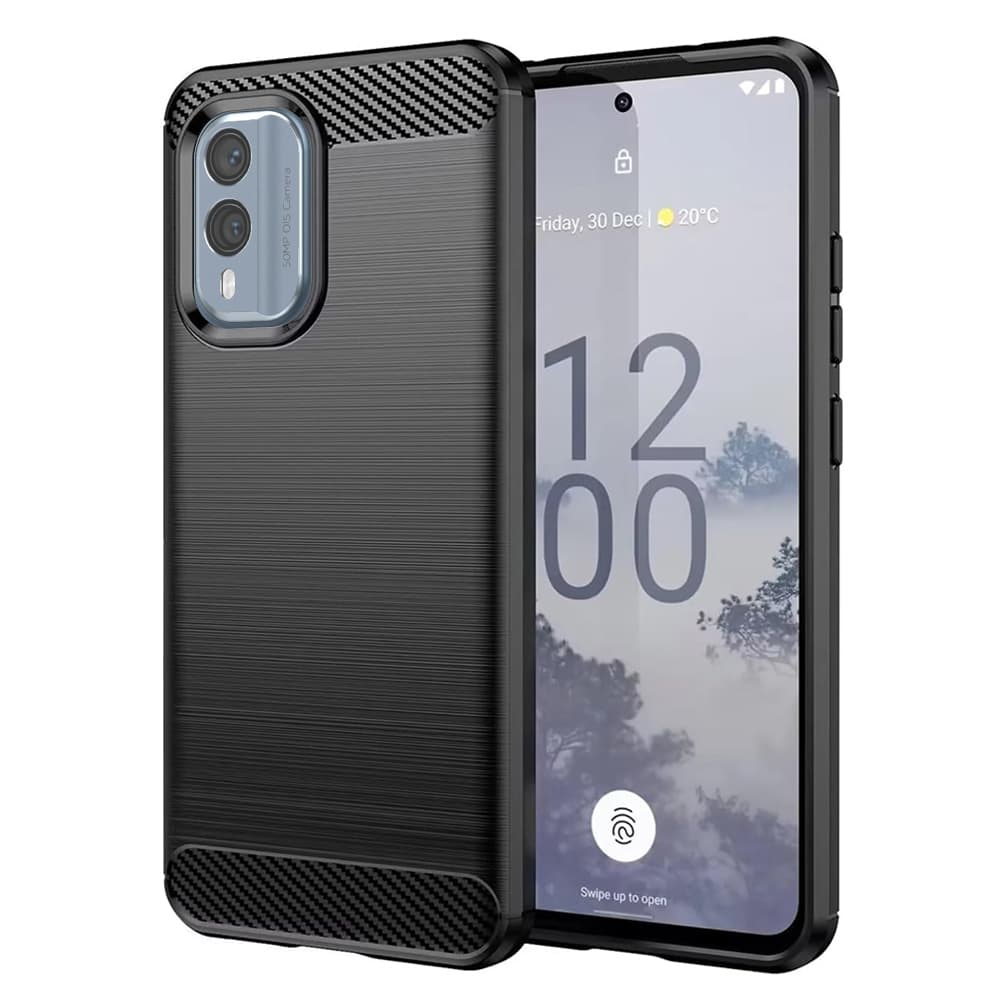 Techsuit Karbon Silikon Kryt Nokia X30 Černý - náhled 1