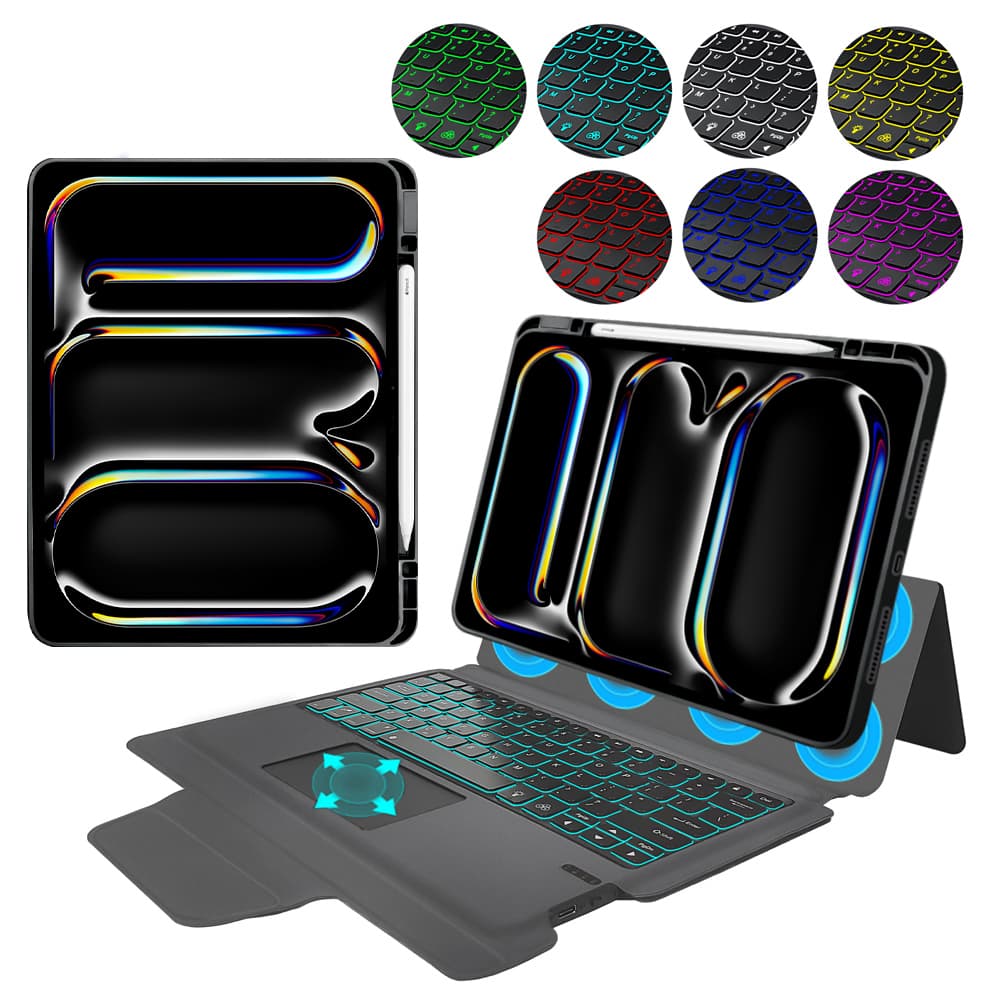 Techsuit KeyTab Pro Ochrana displeje RGB klávesnice iPad Pro 13 Černá - náhled 1