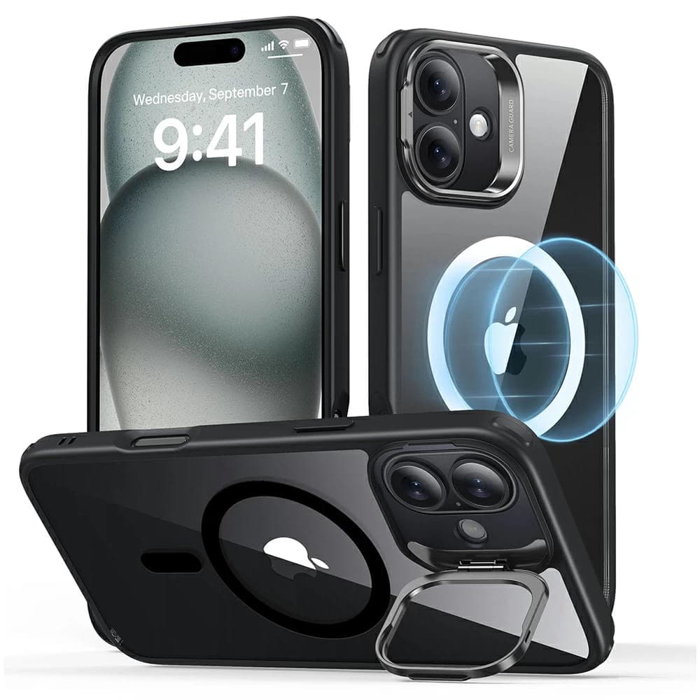 ESR Classic Hybrid HaloLock Kickstand iPhone 16 Plus Průhledná černá - náhled 1