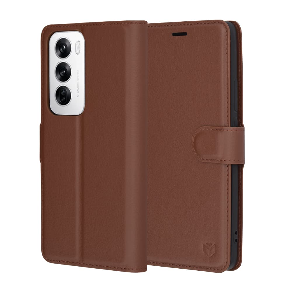 Techsuit Kožené pouzdro Oppo Reno12 Hnědé - náhled 1
