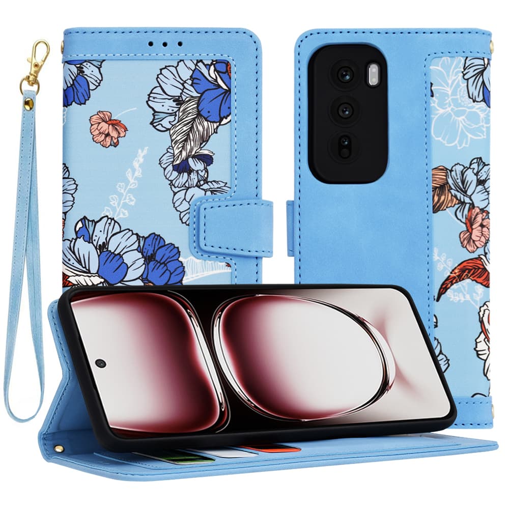 Techsuit Flipové pouzdro Oppo Reno12 Pro Zářivě modrá - náhled 1