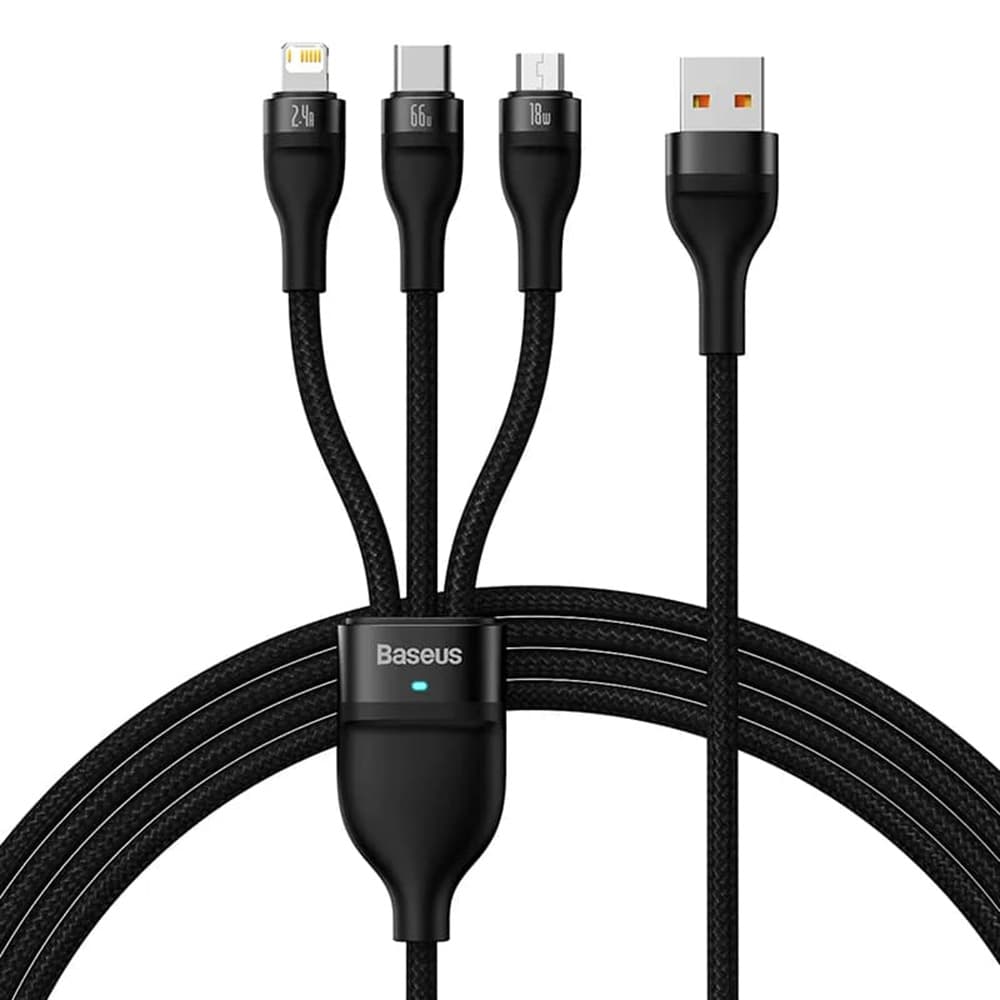 Baseus Datový kabel Flash Series 2 USB Type-C Lightning Micro-USB 66W 1.2m Černý - náhled 1