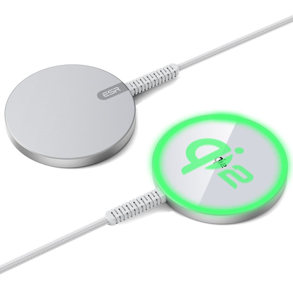 ESR Mini magnetická bezdrátová nabíječka HaloLock Qi2 MagSafe 15W stříbrná - náhled 1