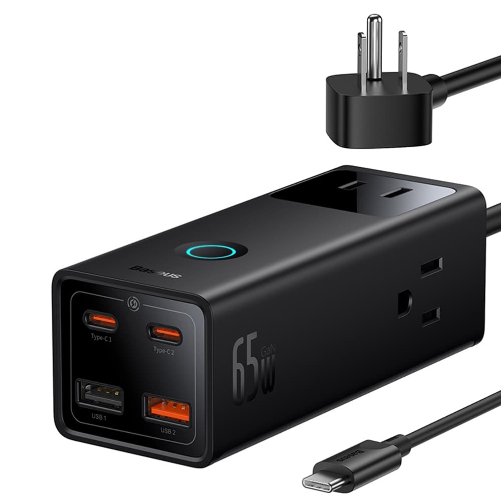 Baseus PowerCombo nabíječka 3xAC 2xUSB 2xType-C 65W - náhled 1